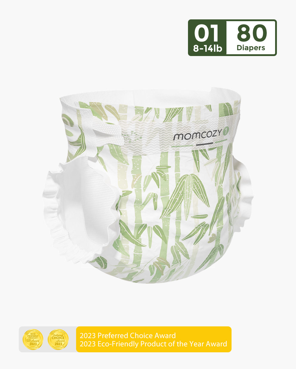Momcozy Momcozy Natural Bamboo Diaper - Naturally Antibacterial, 8-14 lb