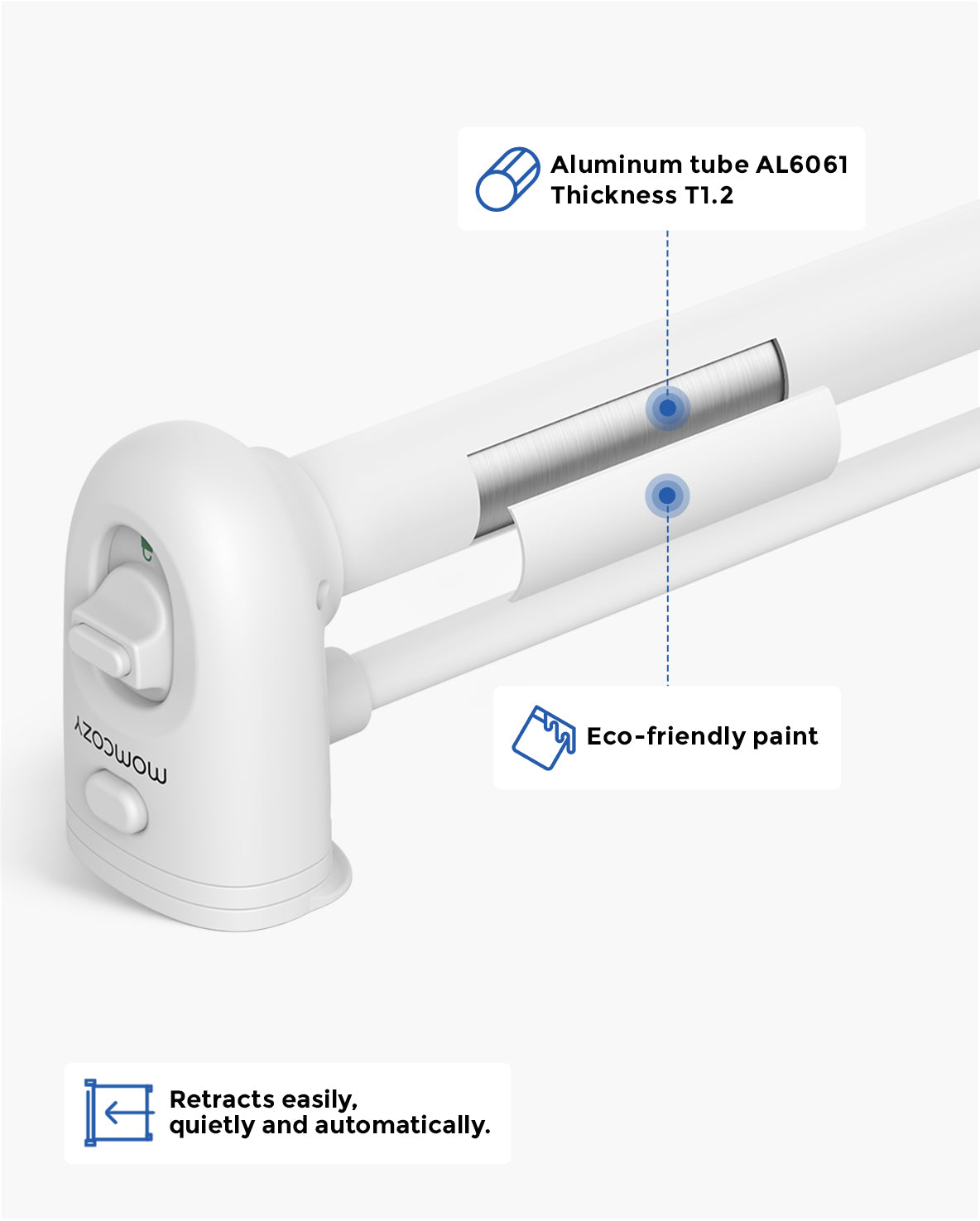 One Momcozy Baby Monitor and One Retractable Baby Gate