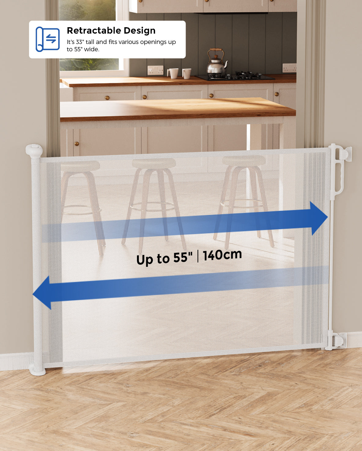 One Momcozy Baby Monitor and One Retractable Baby Gate