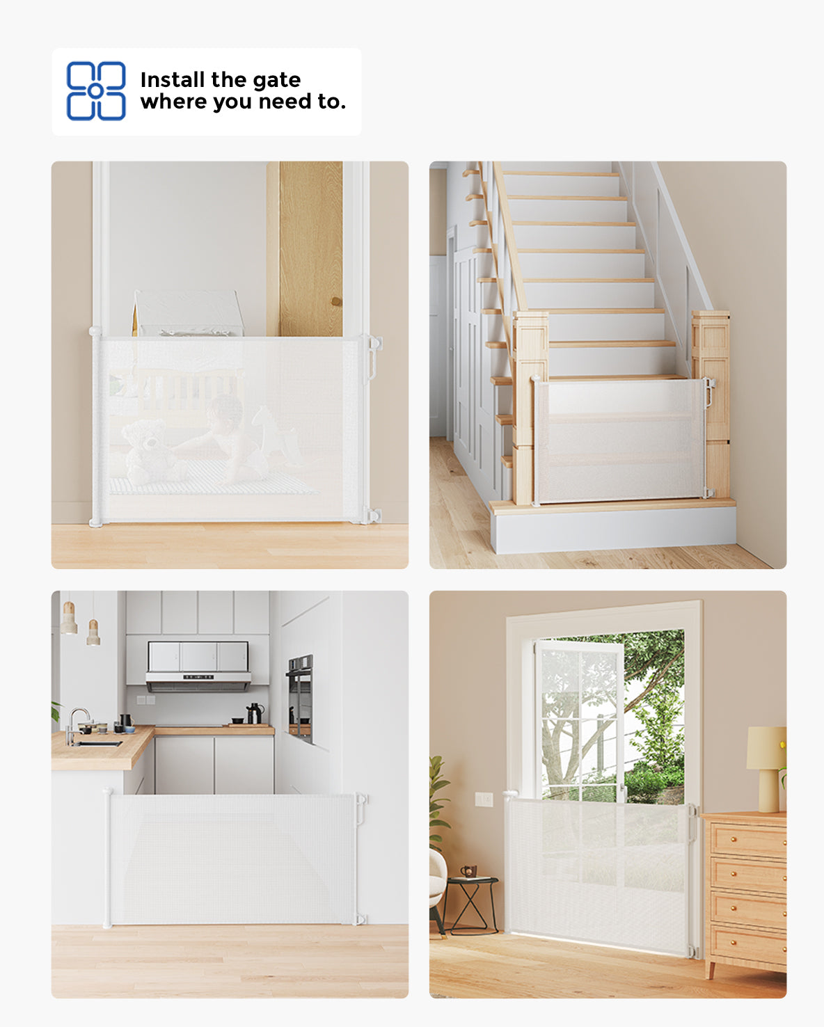 One Momcozy Baby Monitor and One Retractable Baby Gate