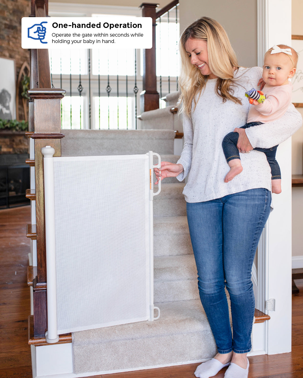 One Momcozy Baby Monitor  and One Retractable Baby Gate